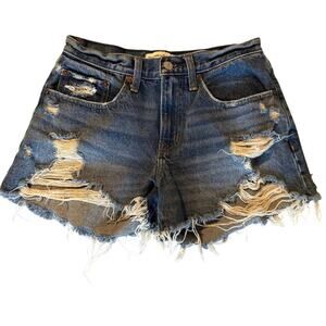 Abercrombie & Fitch Curve Love The Boyfriend Short Mid Rise Jean 26 distressed